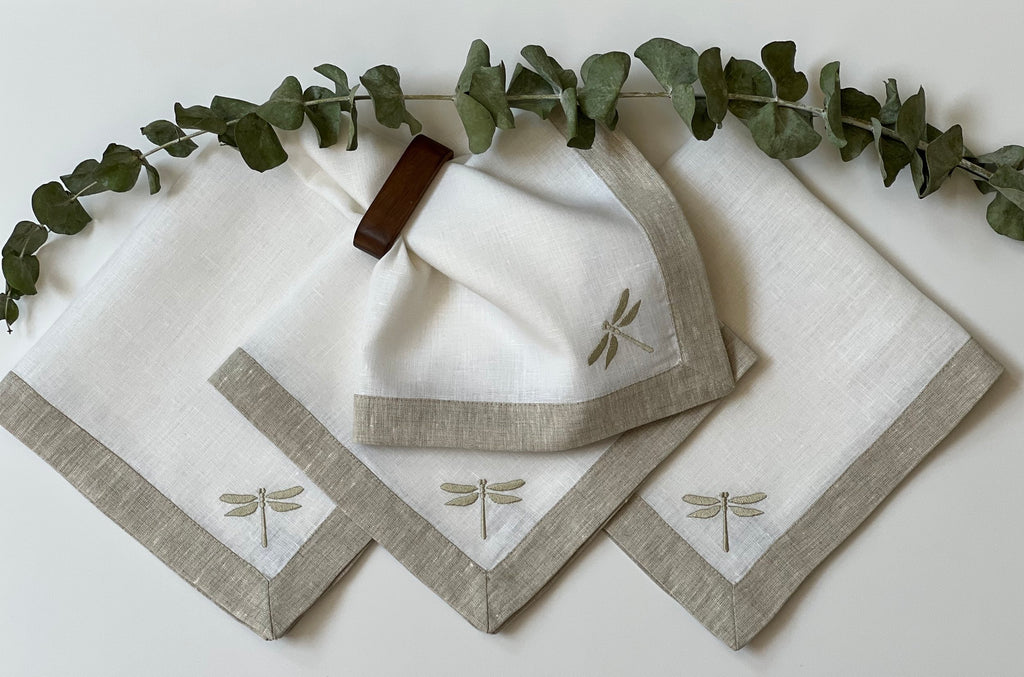Servilletas Libélula Lino Cenefa  (Set 4 piezas)