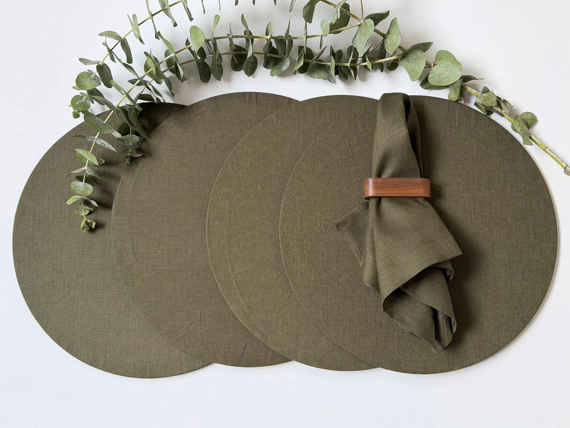 Fundas Plato Base Lino Militar (Set 4 piezas)