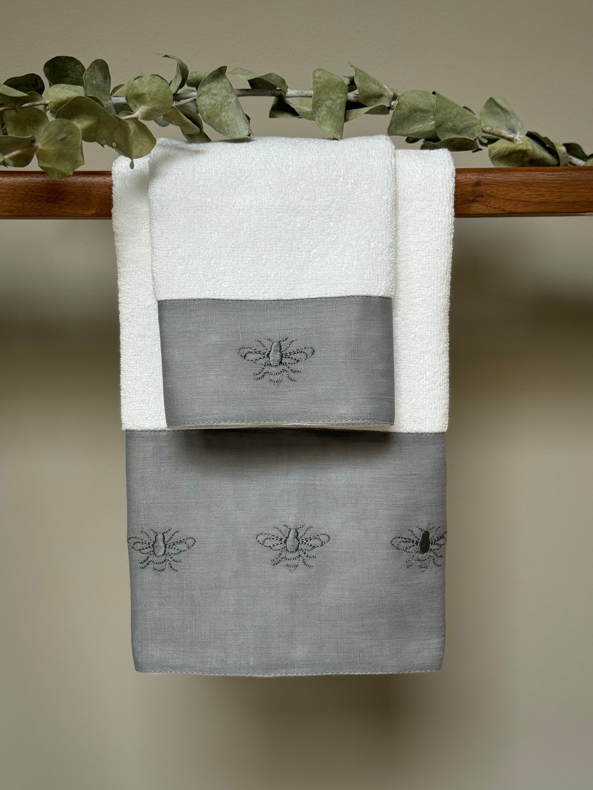 Toalla Abeja Facial Cenefa Lino (Set 4 piezas)