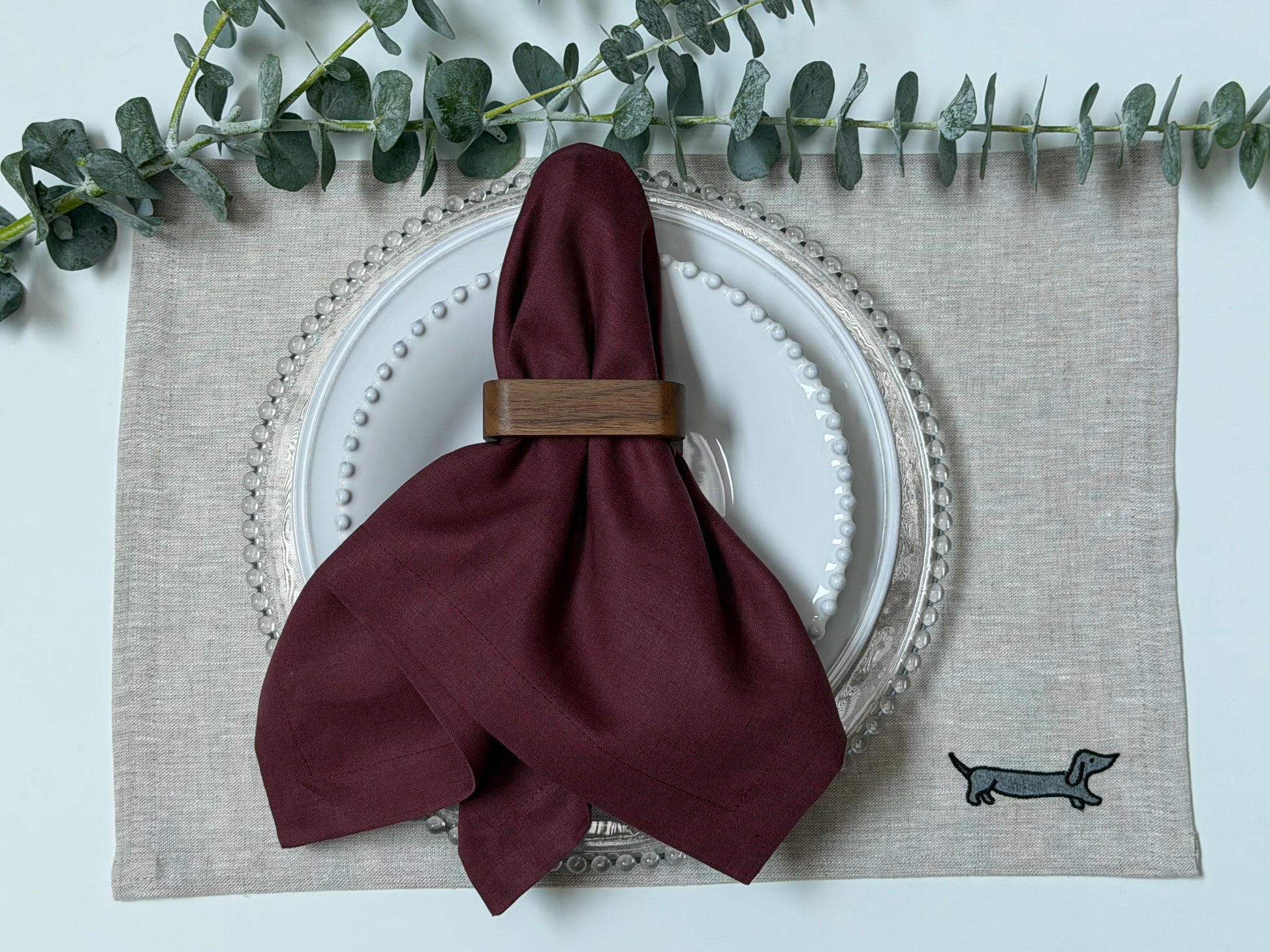 Individuales Salchicha Lino Natural (Set 4 piezas)