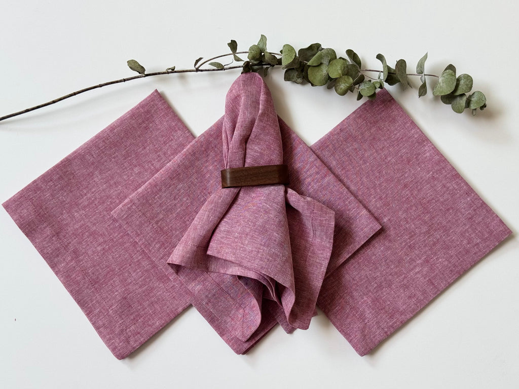 Servilletas Lino Algodón Fresa Rayas (Set 4 piezas)