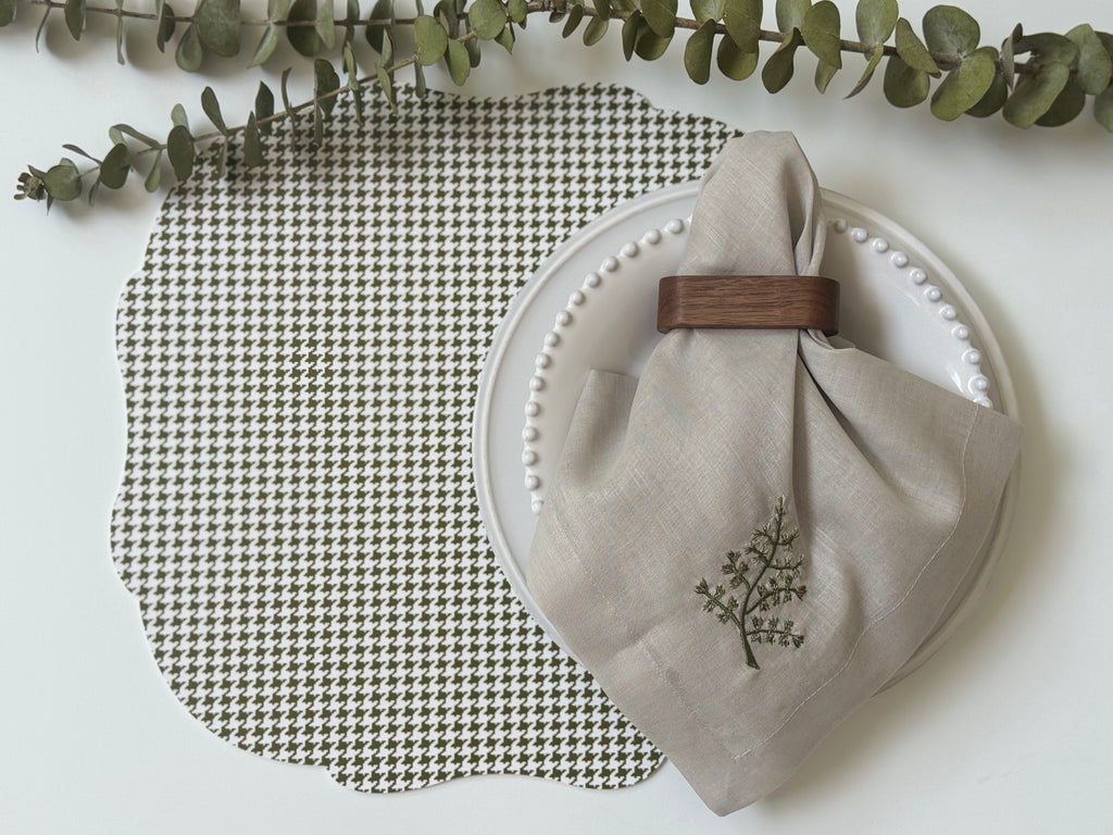 Individuales Cuadros Verdes con Blanco (Set 4 piezas)