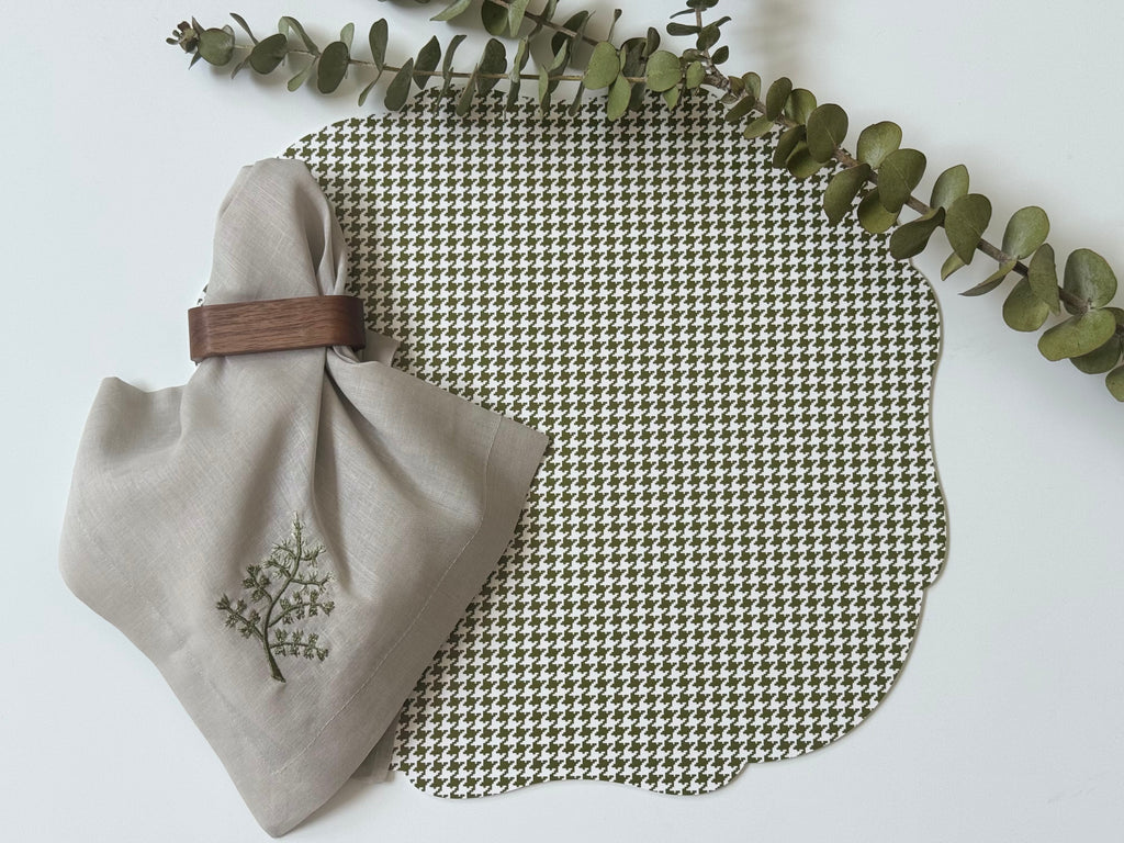 Individuales Cuadros Verdes con Blanco (Set 4 piezas)