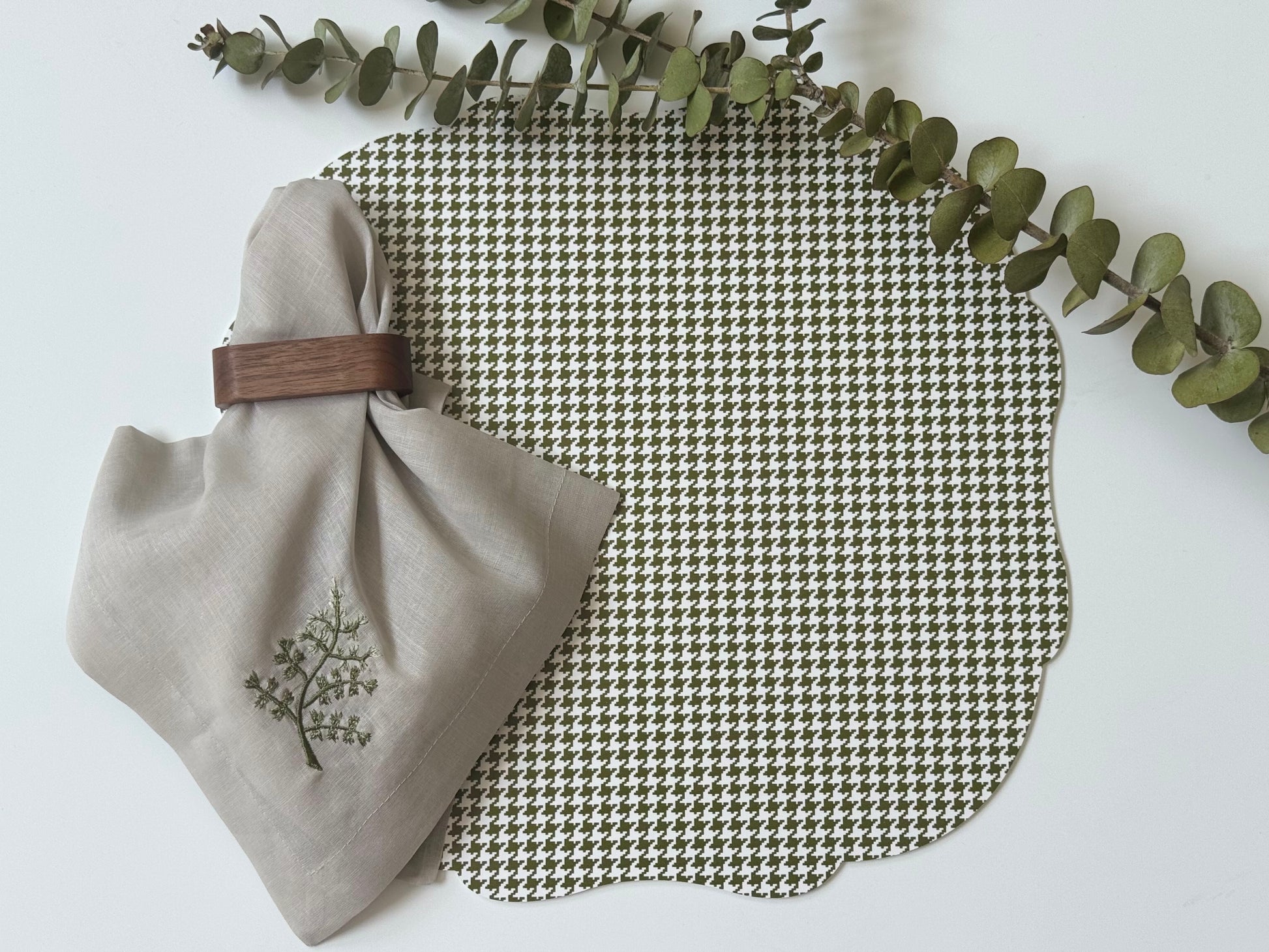 Individuales Cuadros Verdes con Blanco (Set 4 piezas)