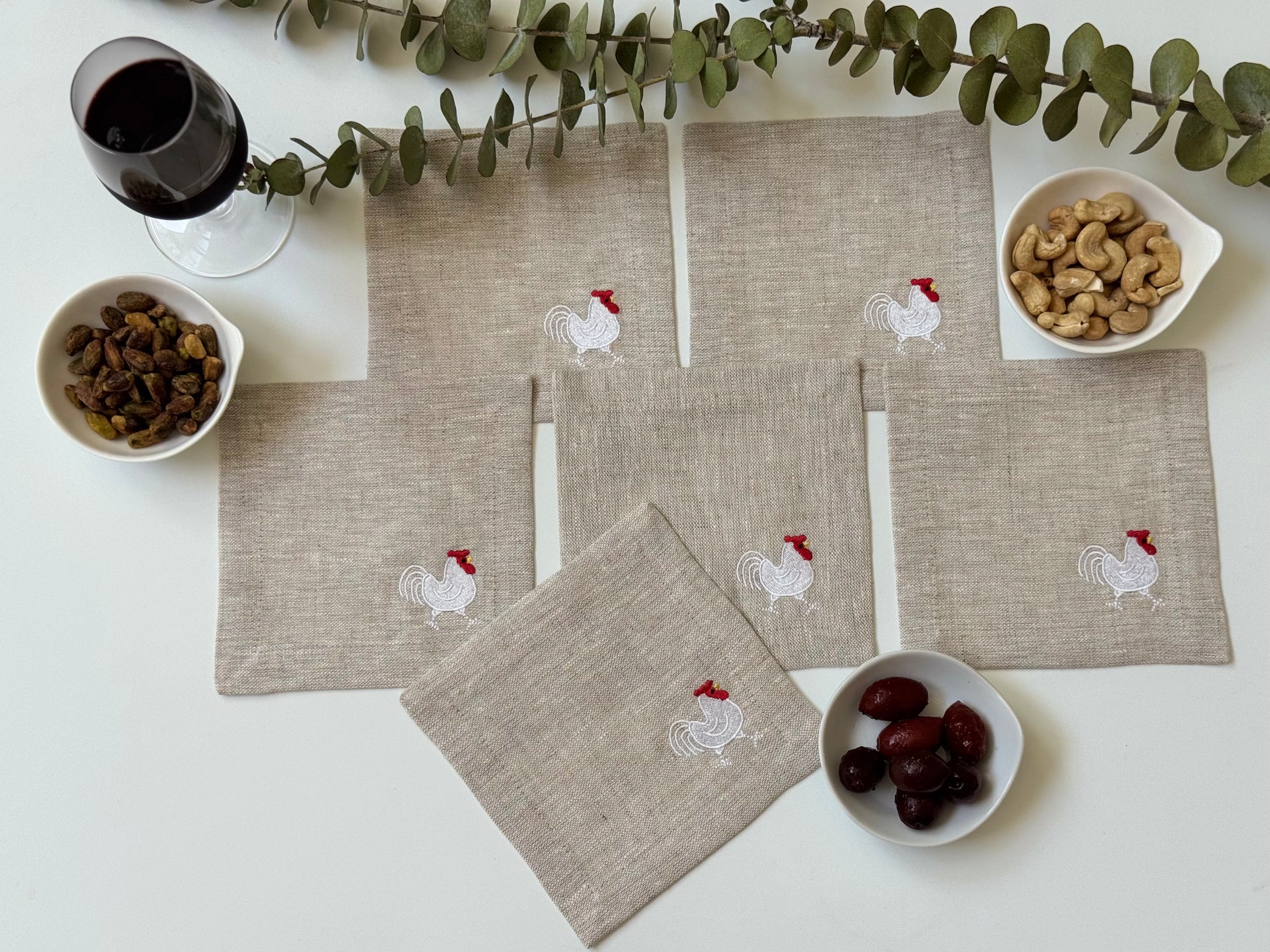 Servilletas Cocktail Gallo Lino Natural (Set 6 piezas)