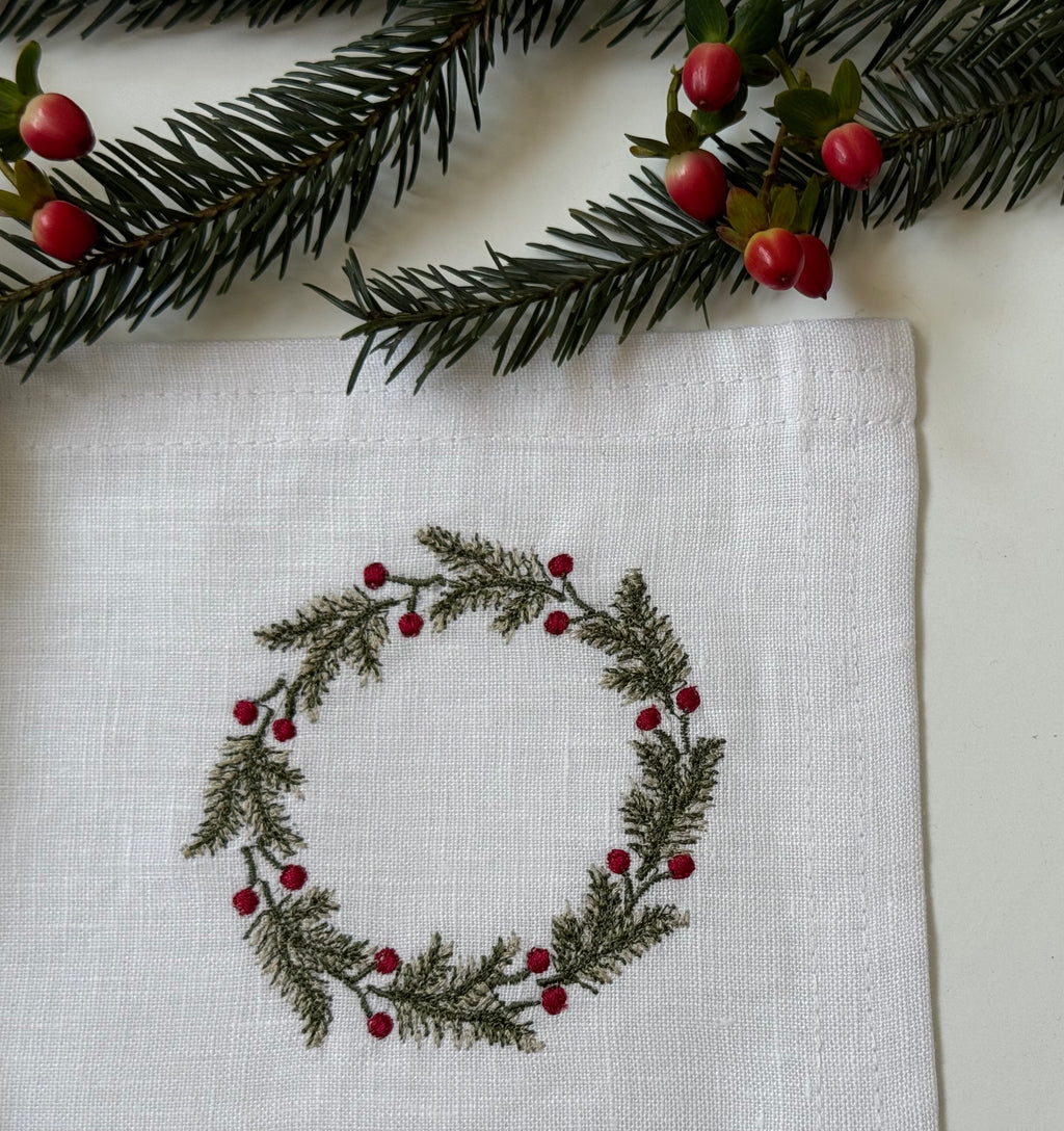 Individuales Lino Corona Navidad (Set 4 piezas)
