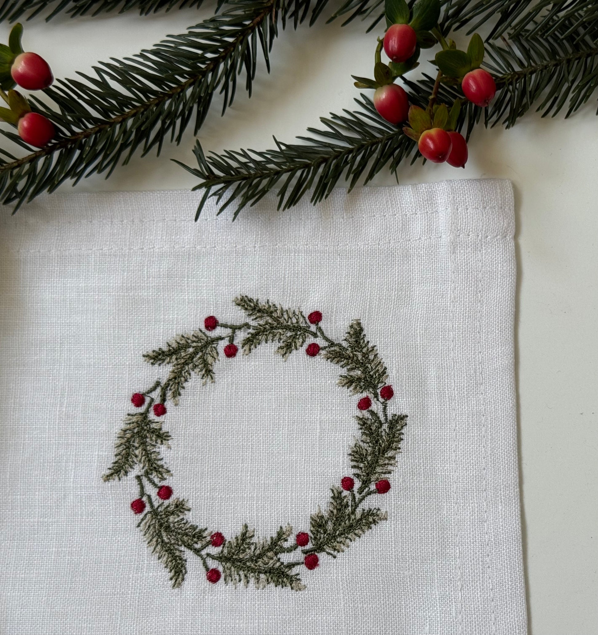 Individuales Lino Corona Navidad (Set 4 piezas)