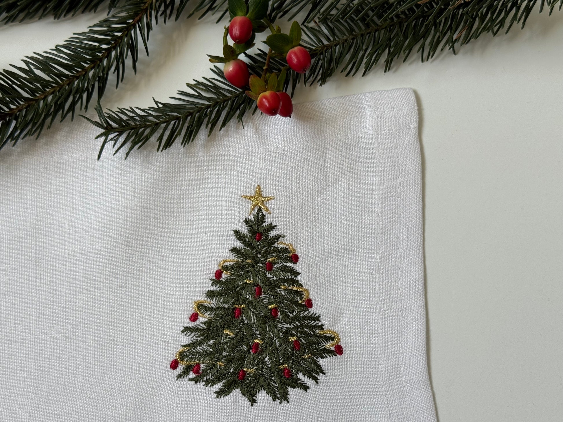 Individuales Lino Árbol Navidad (Set 4 piezas)