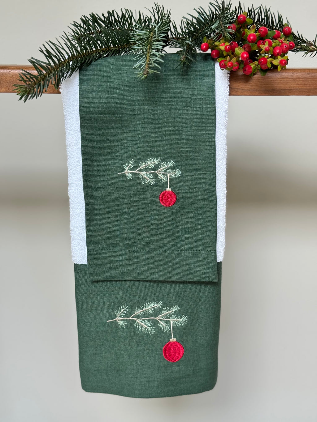 Toalla Navidad Lino Verde