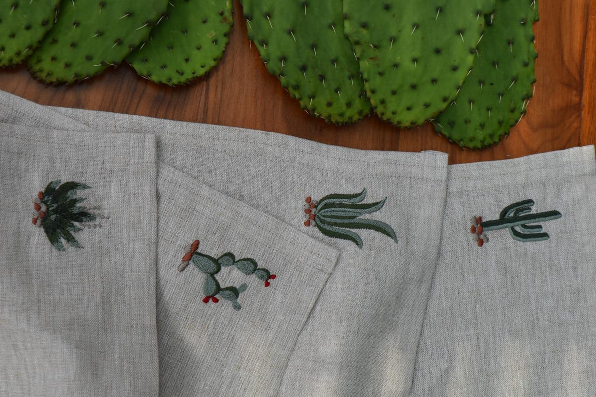 Individuales de lino Mix Nopales natural (4 piezas)