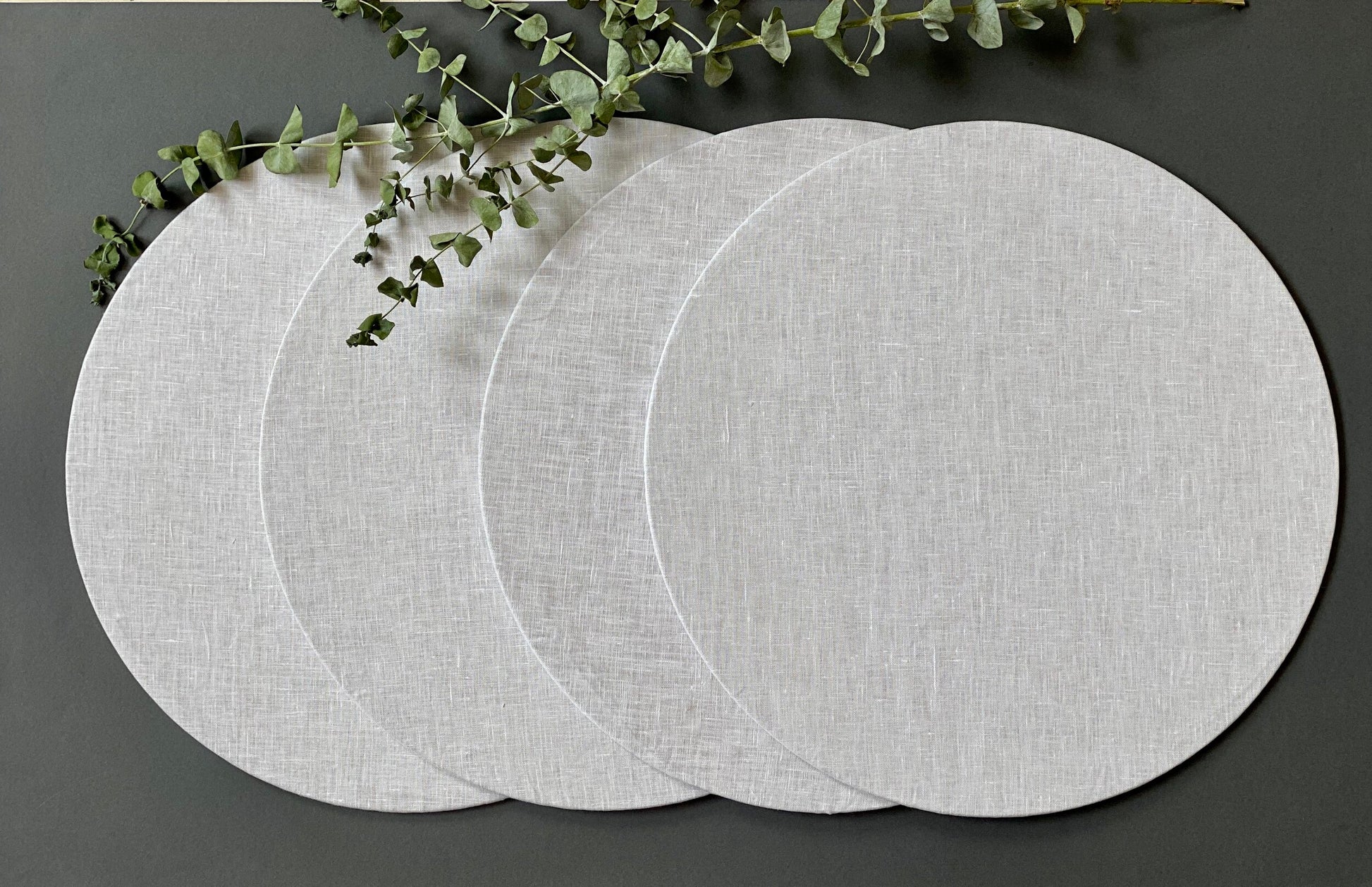 Fundas Plato Base Lino Blanco (Set 4 piezas)