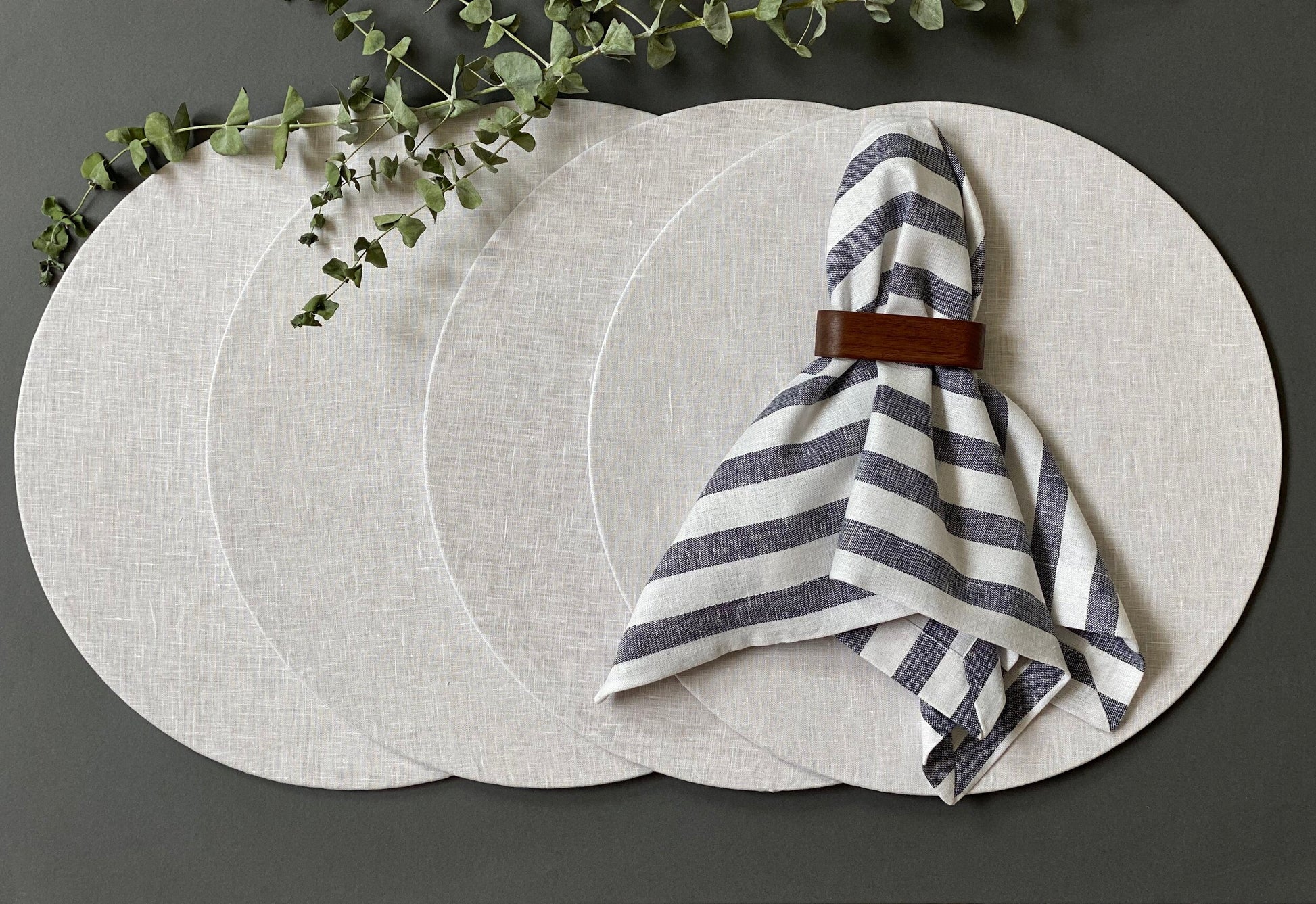 Fundas Plato Base Lino Blanco (Set 4 piezas)